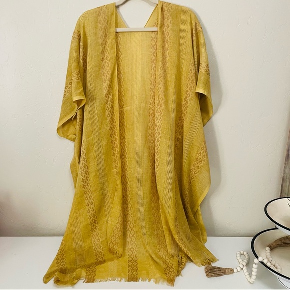 Pink | Yellow | Sage Textured Oversized Kimono Cover Up - Picture 4 of 13